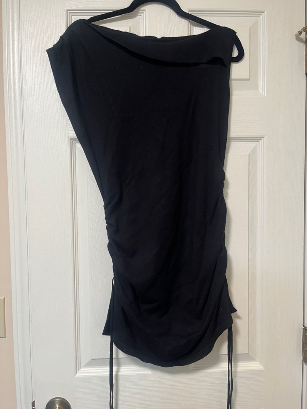 NWOT Black Draped Side-Ruched Sleeveless Dress